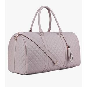 Ms Lovely Quilted Pink Vegan Leather Weekender Travel Duffel Carry On Bag NEW